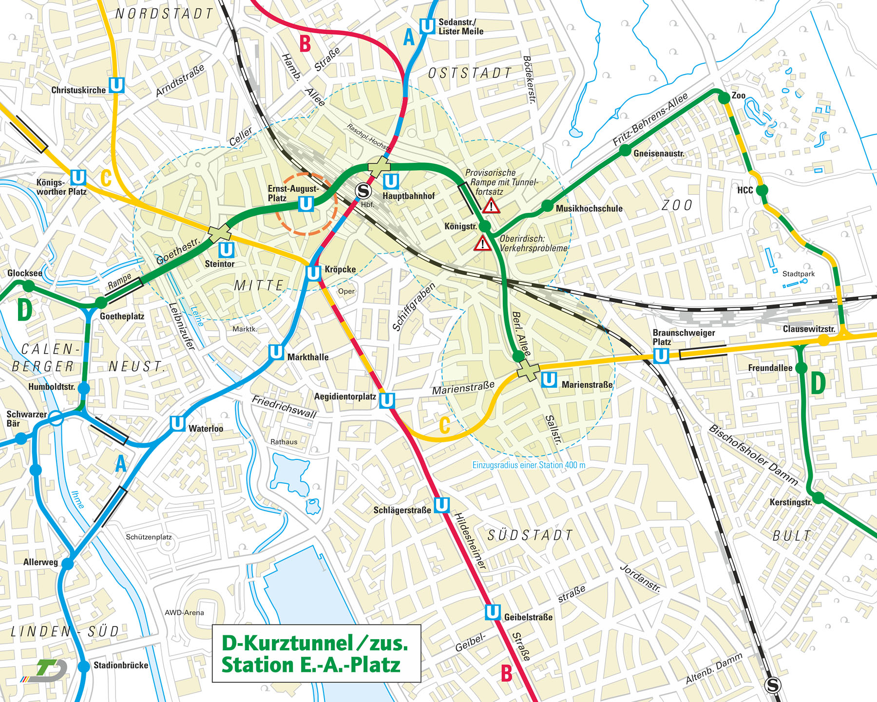 Karte eines Kurztunnels in der Berliner Allee